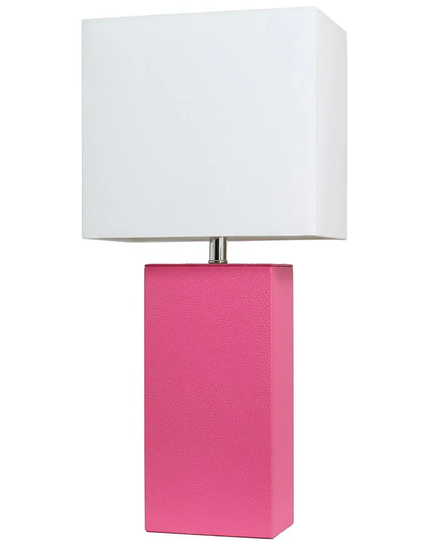 Lexington 21in Table Lamp with Leather Base - Pink