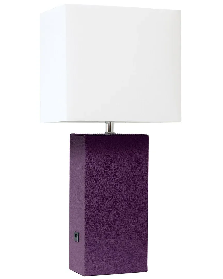 Lexington 21in Table Lamp with Leather Base - Purple