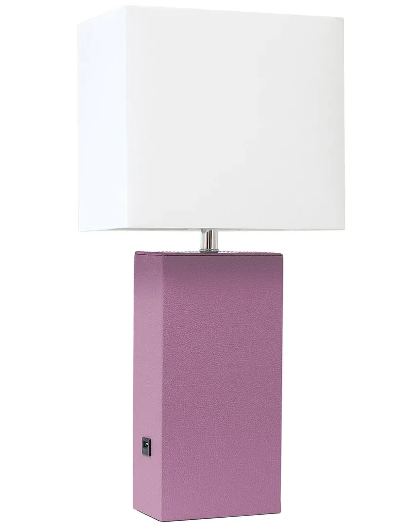 Lexington 21in Table Lamp with Leather Base - Purple