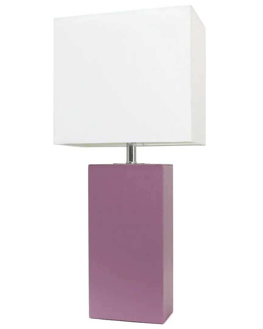 Lexington 21in Table Lamp with Leather Base - Purple