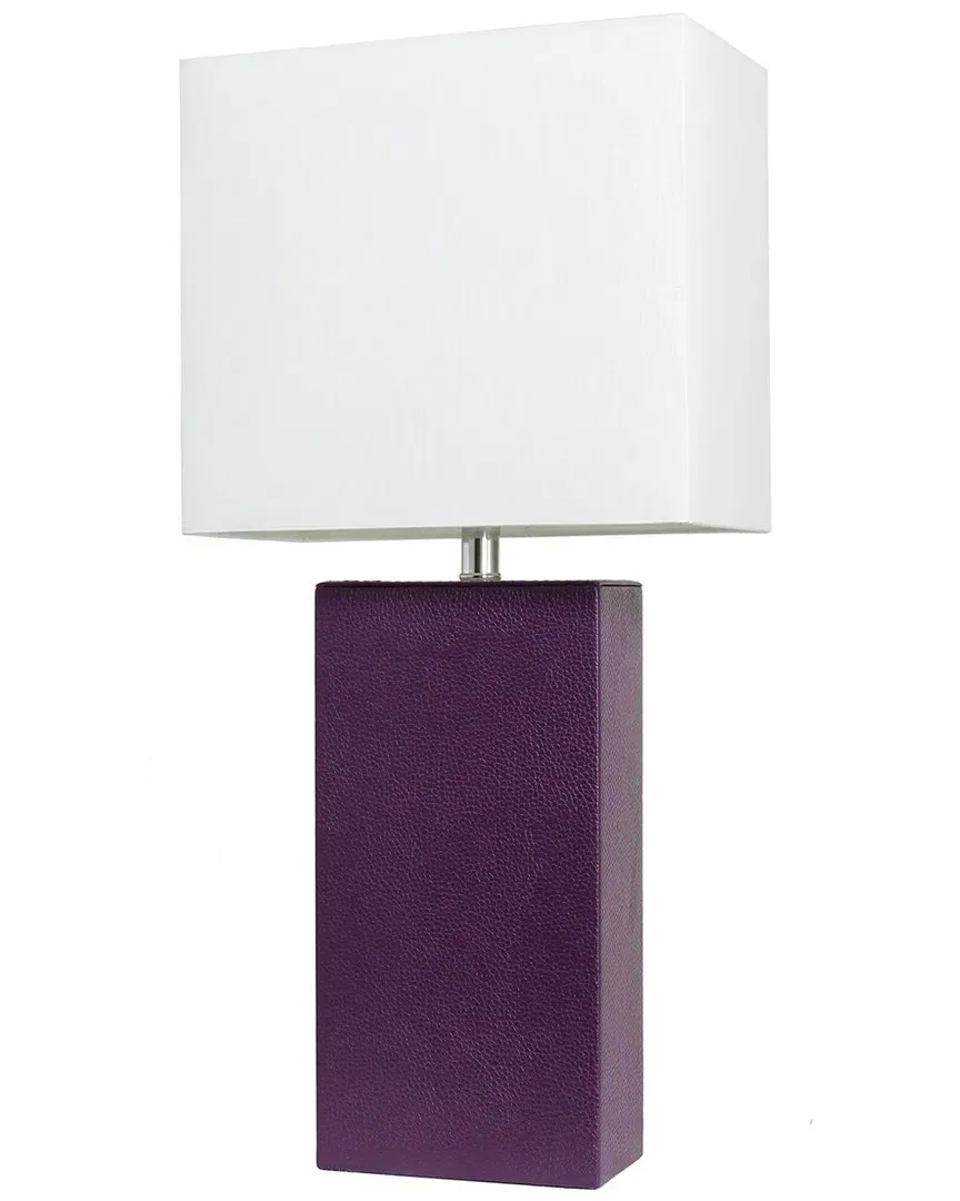Lexington 21in Table Lamp with Leather Base - Purple
