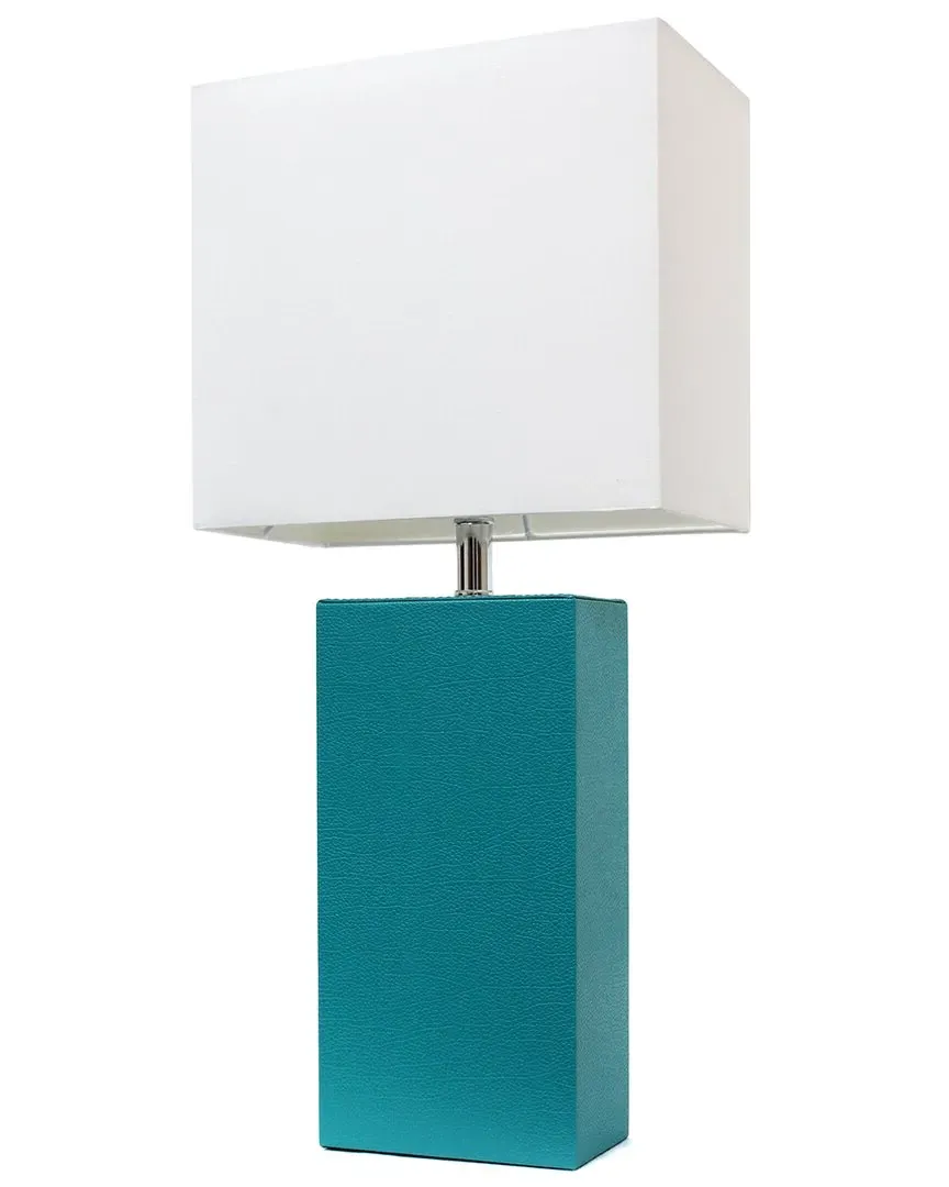 Lexington 21in Table Lamp with Leather Base - Teal
