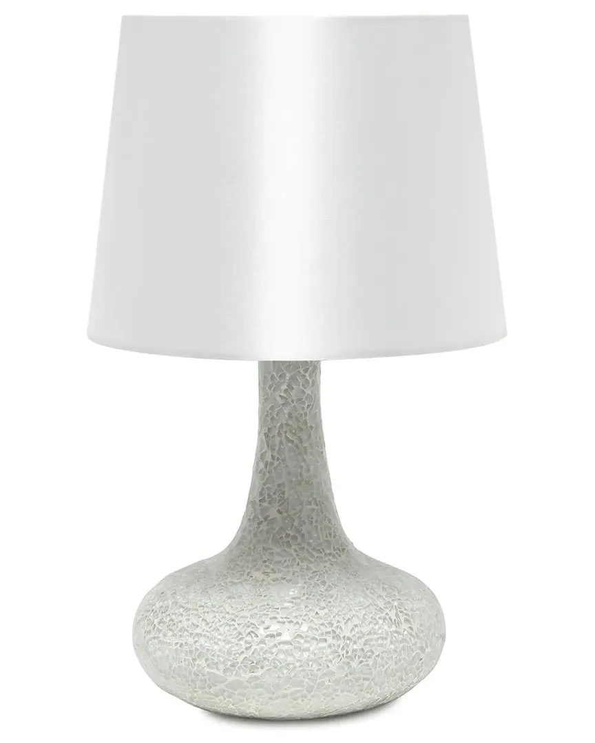 Madison Mosaic Tiled Table Lamp with Fabric Shade - White