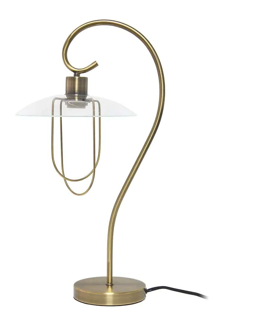 Metal Scroll Table Lamp - Brass, Glass