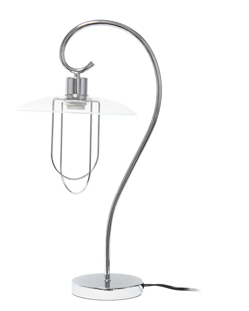 Metal Scroll Table Lamp - Chrome, Glass