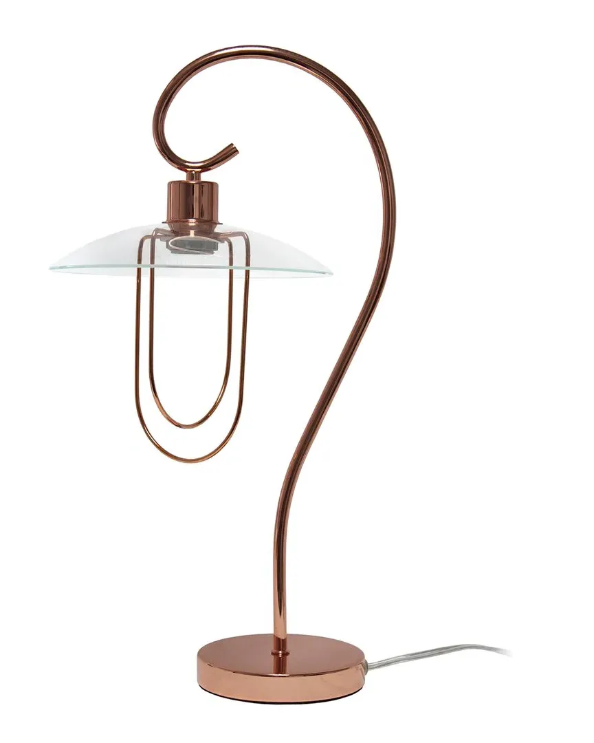 Metal Scroll Table Lamp - Rose Gold, Glass