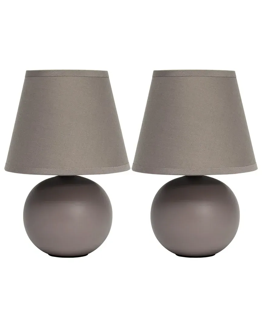 Mini Globe Table Lamp 2pk Set - Gray, Ceramic