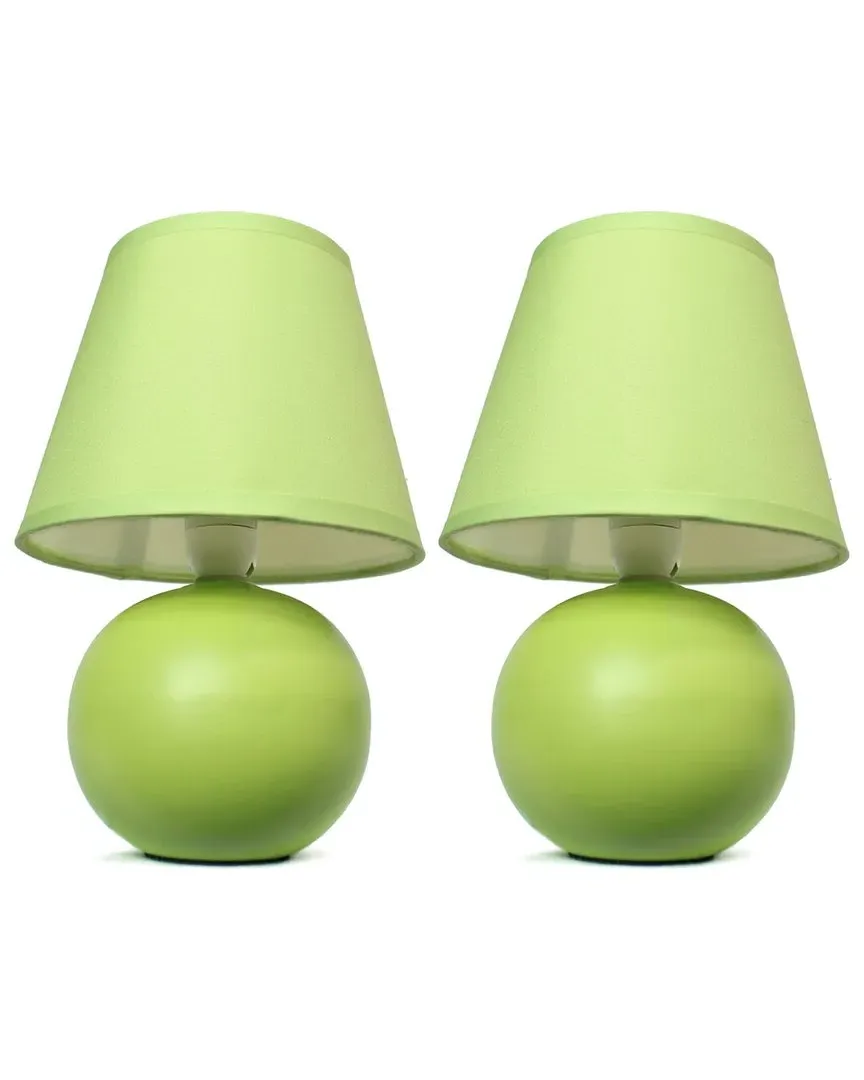 Mini Globe Table Lamp 2pk Set - Green, Ceramic