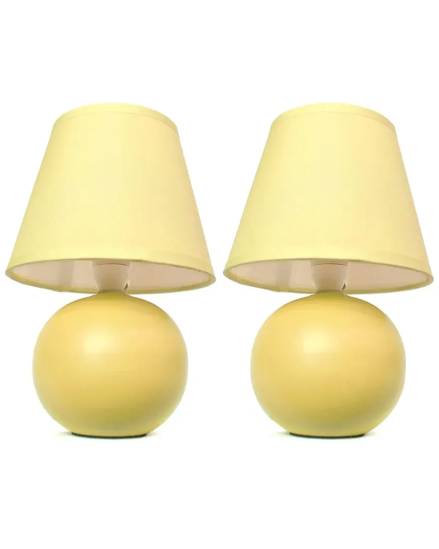 Mini Globe Table Lamp 2pk Set - Yellow, Ceramic