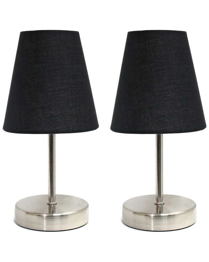 Mini Table Lamp Set with Fabric Shade - Sand Nickel, Black image