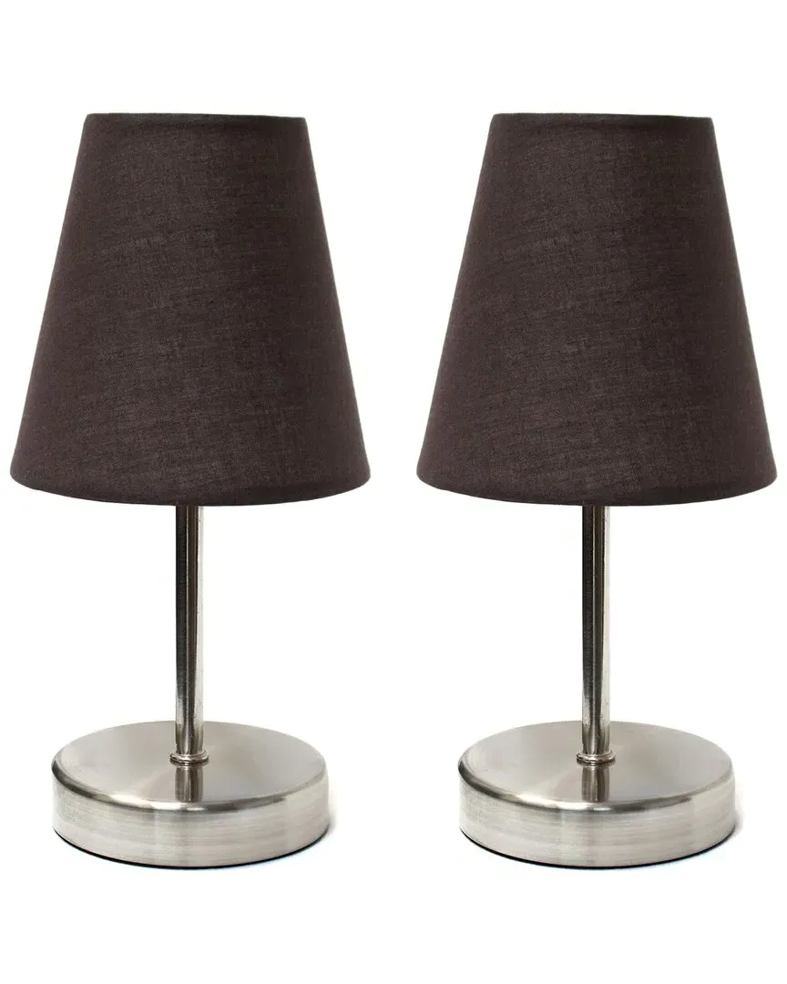 Mini Table Lamp Set with Fabric Shade - Sand Nickel, Brown