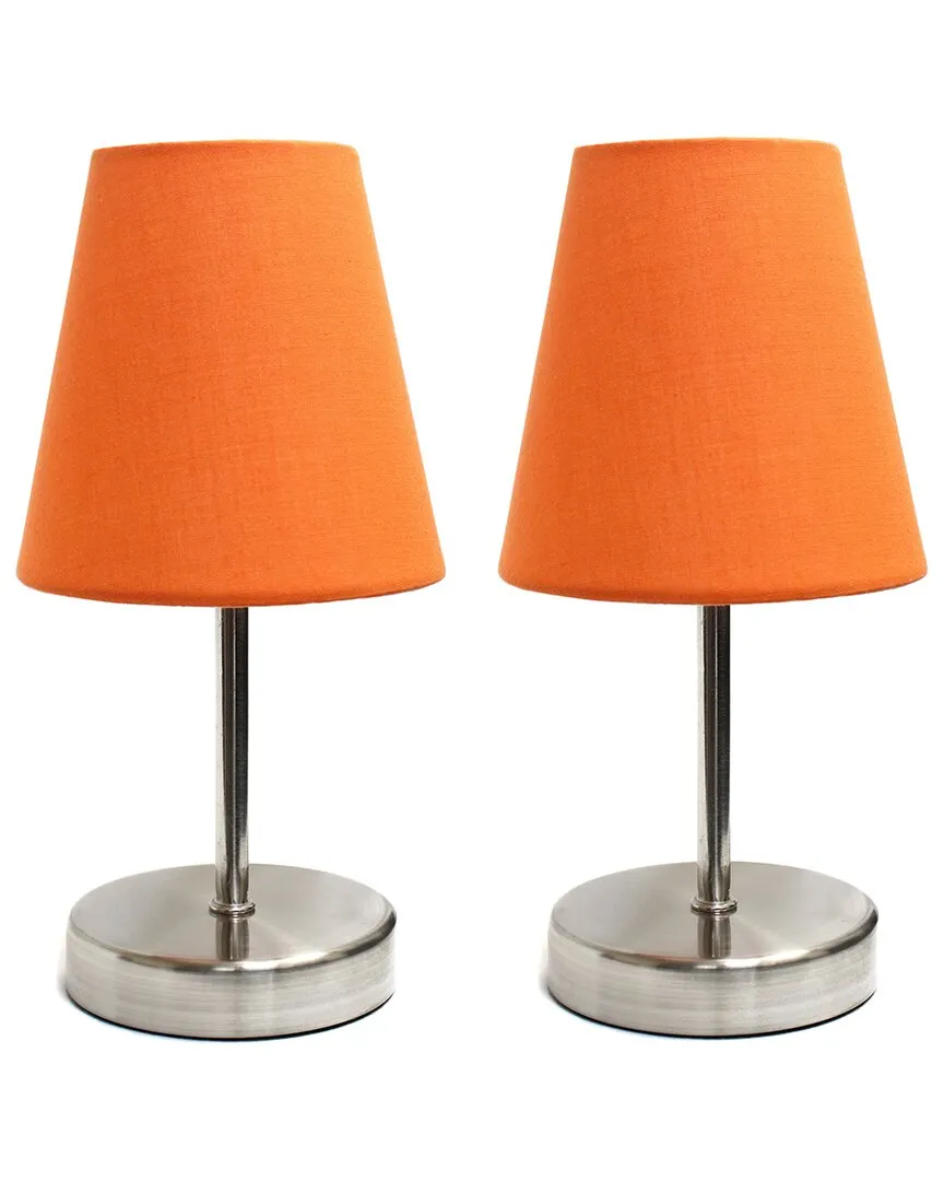 Mini Table Lamp Set with Fabric Shade - Sand Nickel, Orange