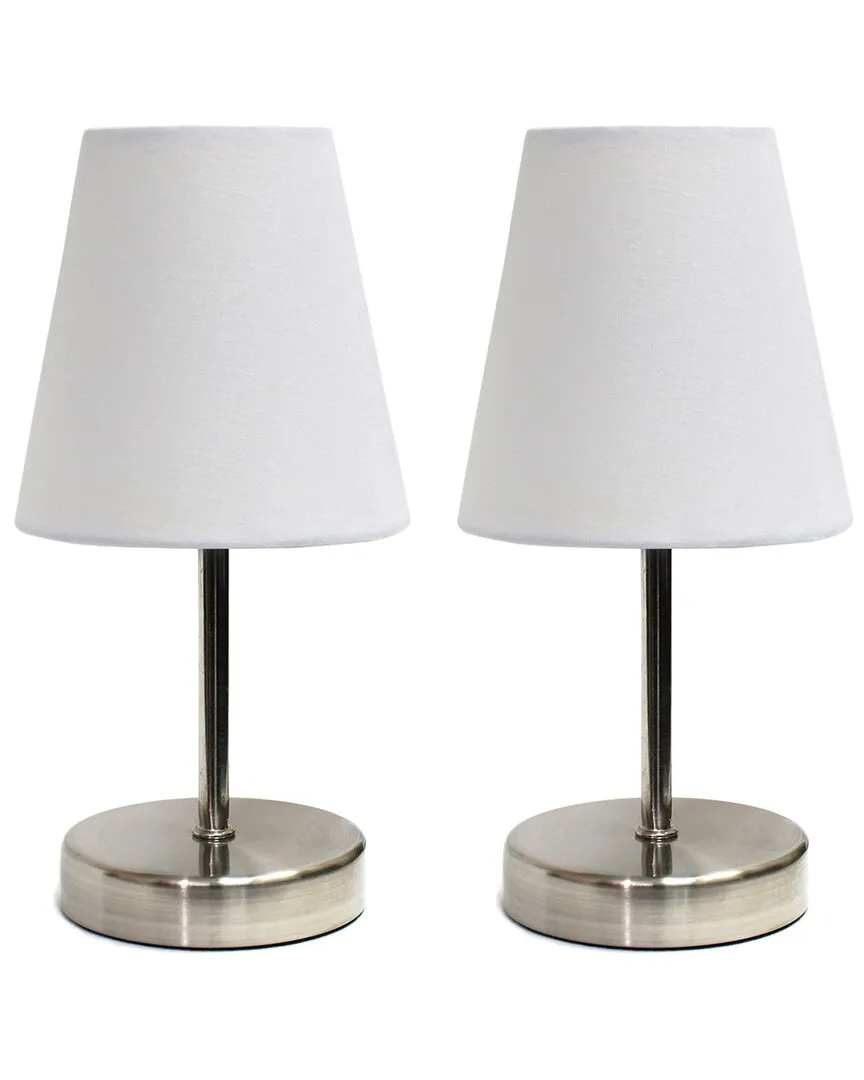 Mini Table Lamp Set with Fabric Shade - Sand Nickel, White