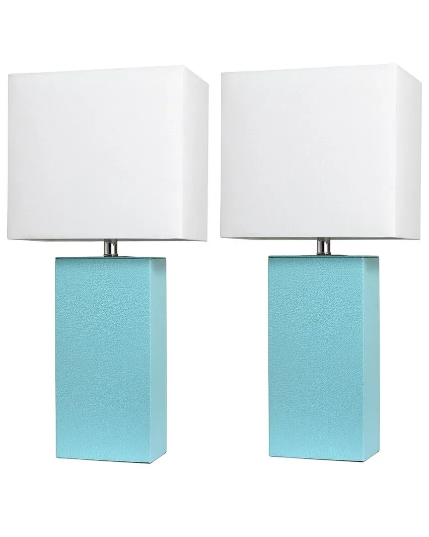 Monaco Avenue 2pk Table Lamps with White Fabric Shades - Aqua image
