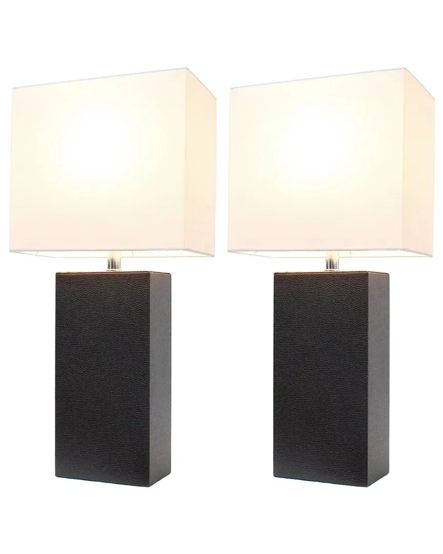 Monaco Avenue 2pk Table Lamps with White Fabric Shades - Brown