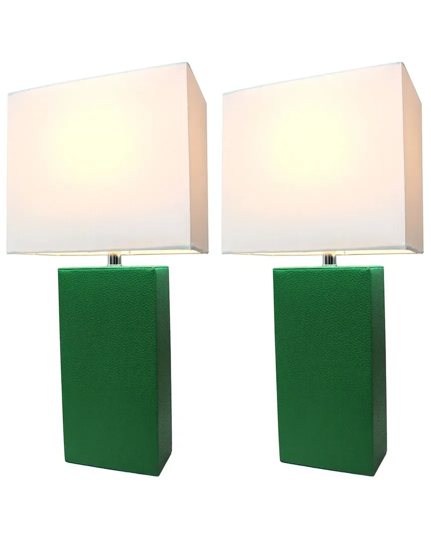 Monaco Avenue 2pk Table Lamps with White Fabric Shades - Green