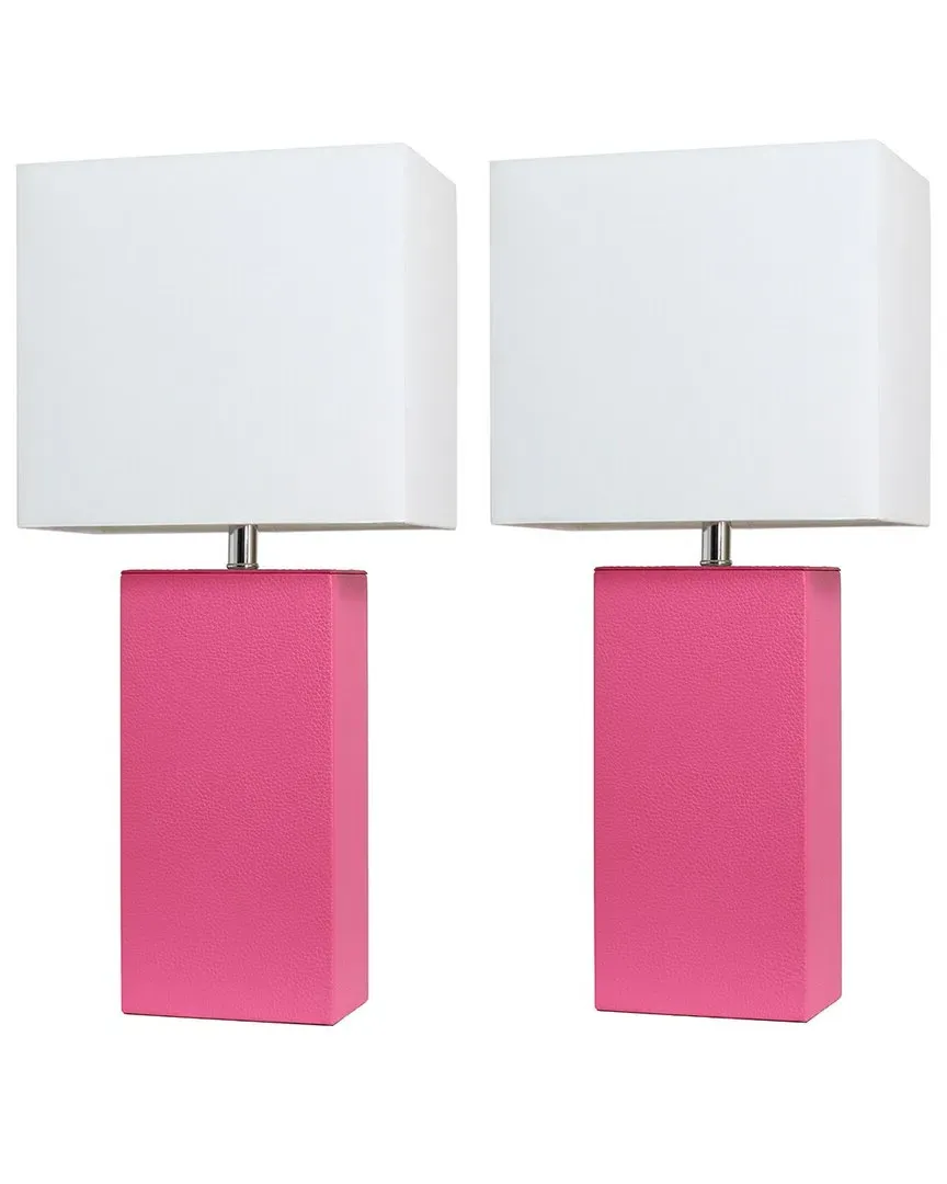 Monaco Avenue 2pk Table Lamps with White Fabric Shades - Pink