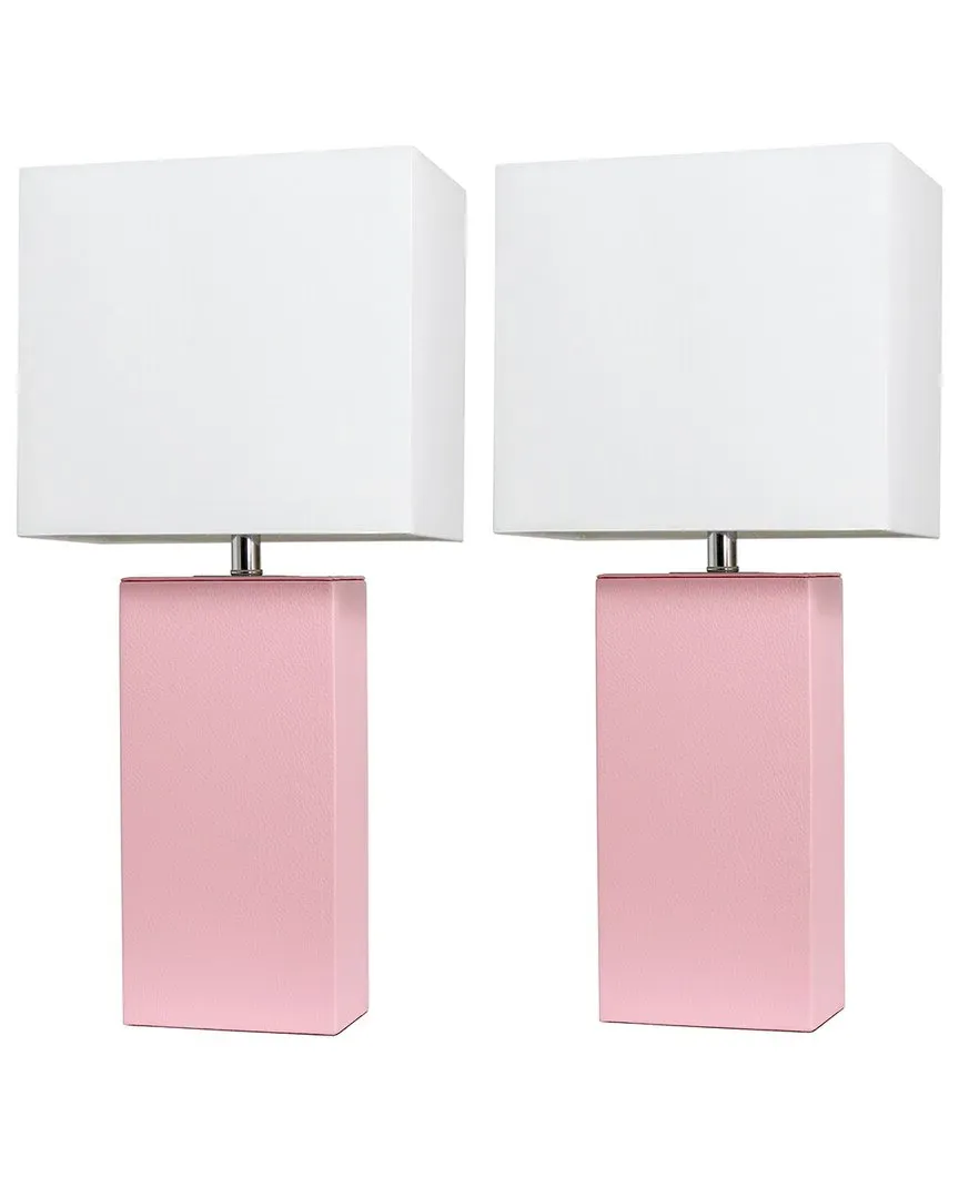 Monaco Avenue 2pk Table Lamps with White Fabric Shades - Pink