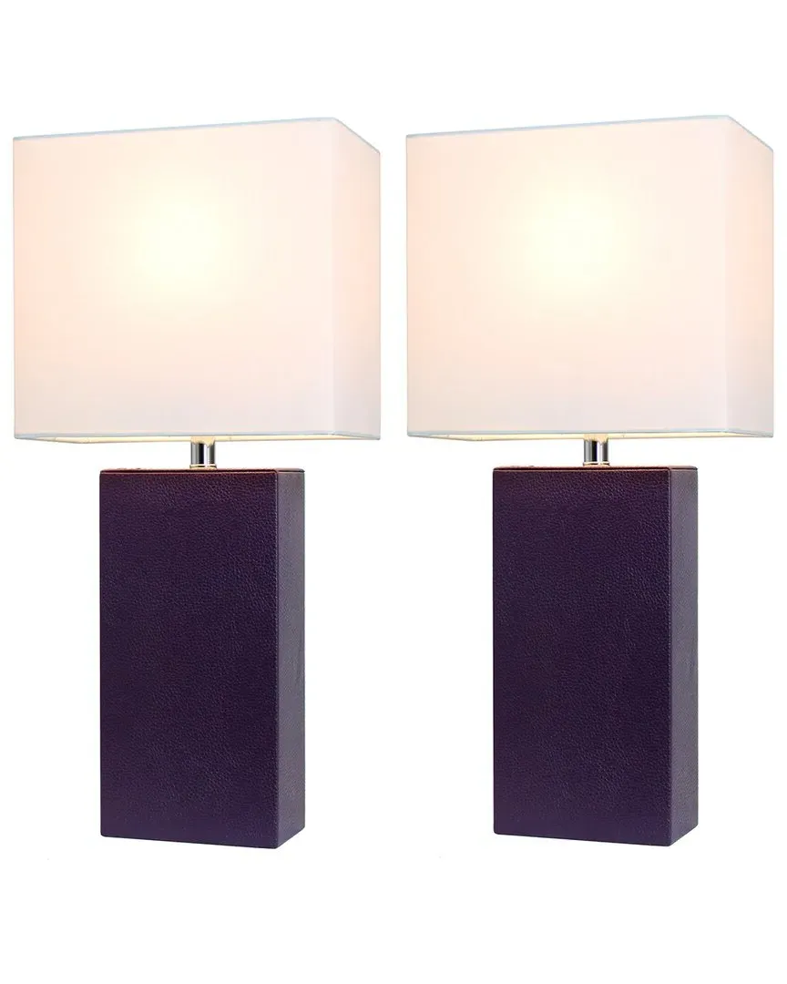 Monaco Avenue 2pk Table Lamps with White Fabric Shades - Purple