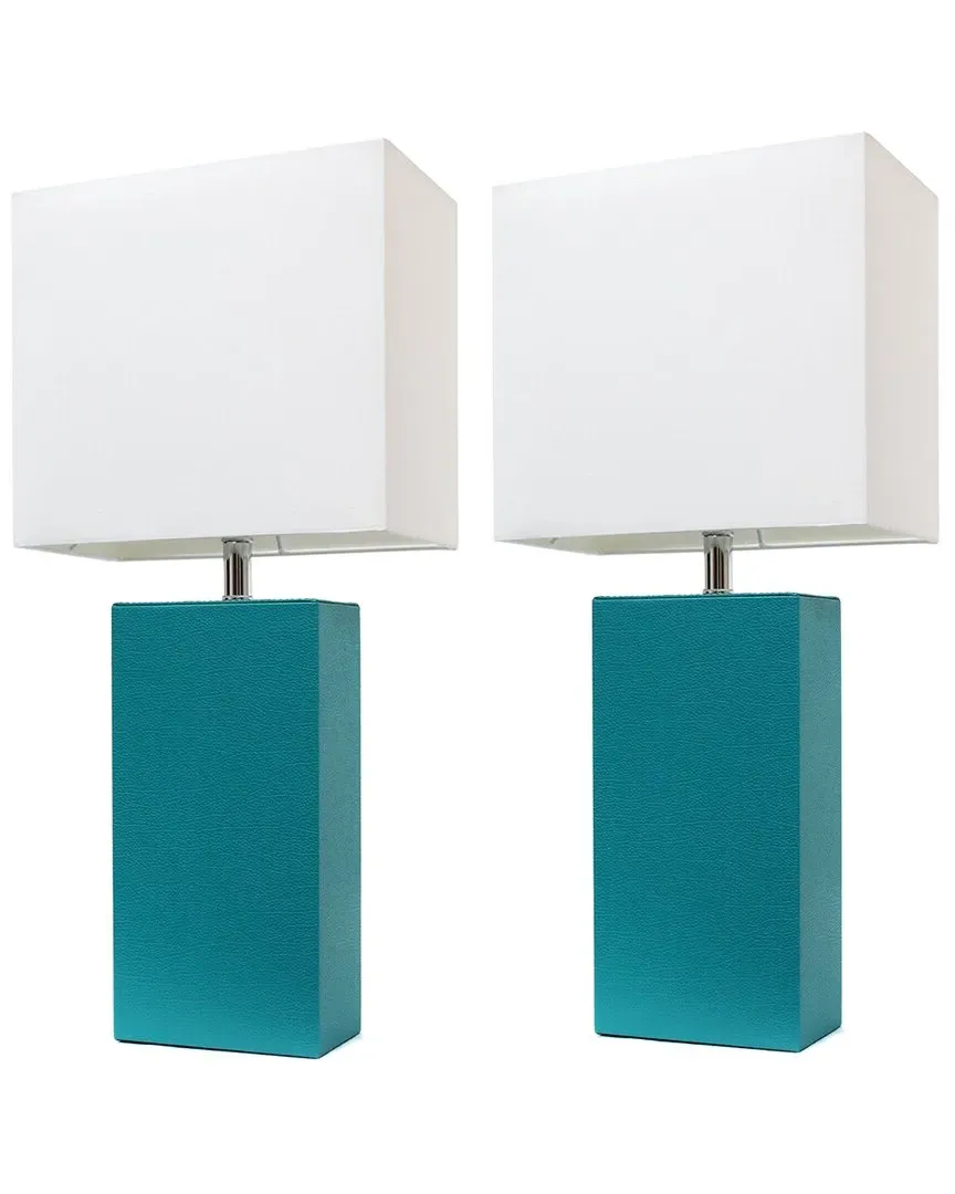 Monaco Avenue 2pk Table Lamps with White Fabric Shades - Teal