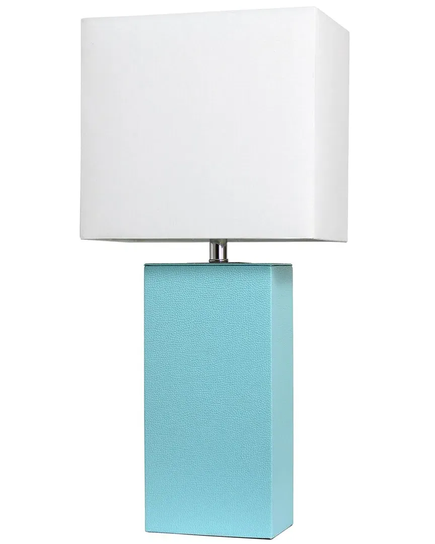 Monaco Avenue Table Lamp with White Fabric Shade - Aqua, Leather image