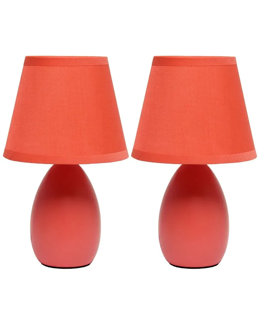 Nauru Petite Ceramic Oblong Table Lamp 2pk Set - Orange