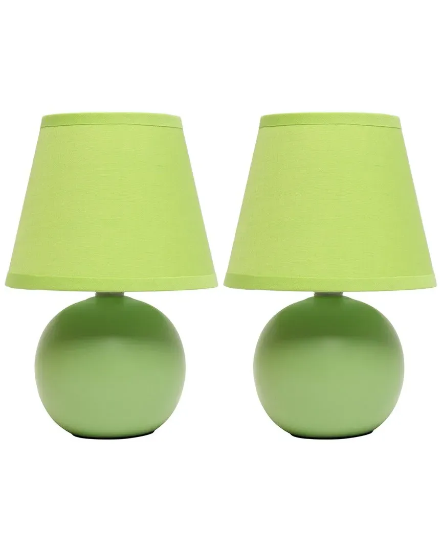 Nauru Petite Ceramic Orb Base Table Lamp 2pk Set - Green