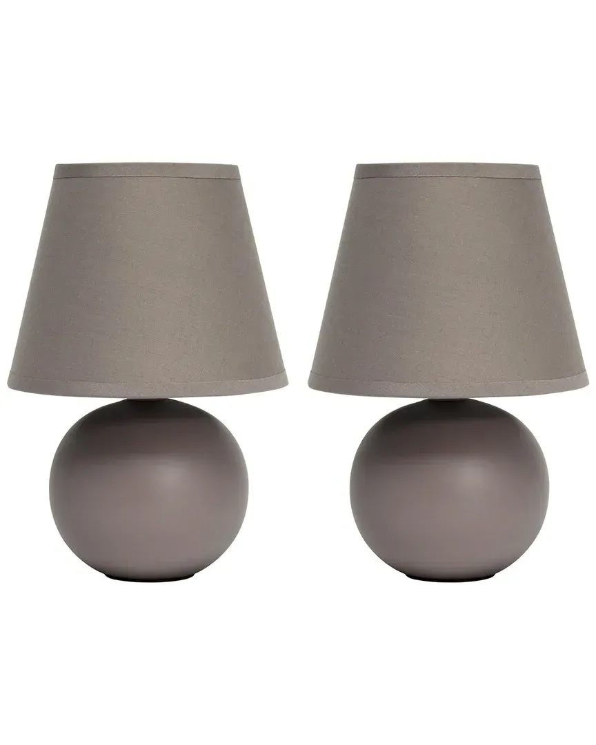 Nauru Petite Ceramic Orb Table Lamp 2pk Set - Grey