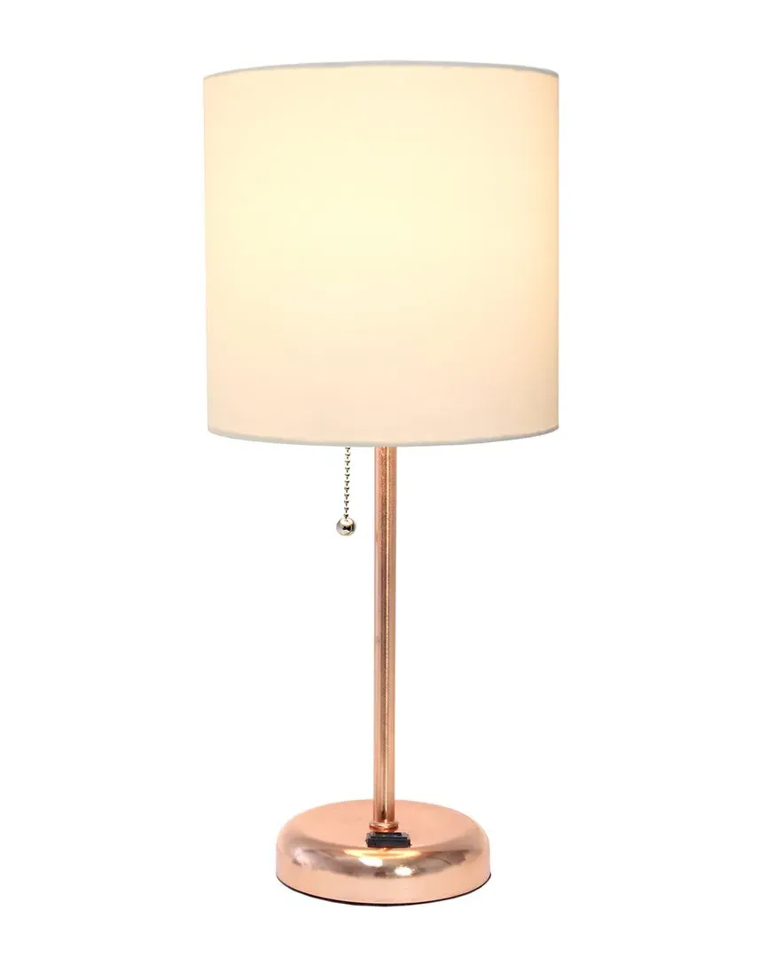 Oslo Table Lamp with Power Outlet - Gold, Metal