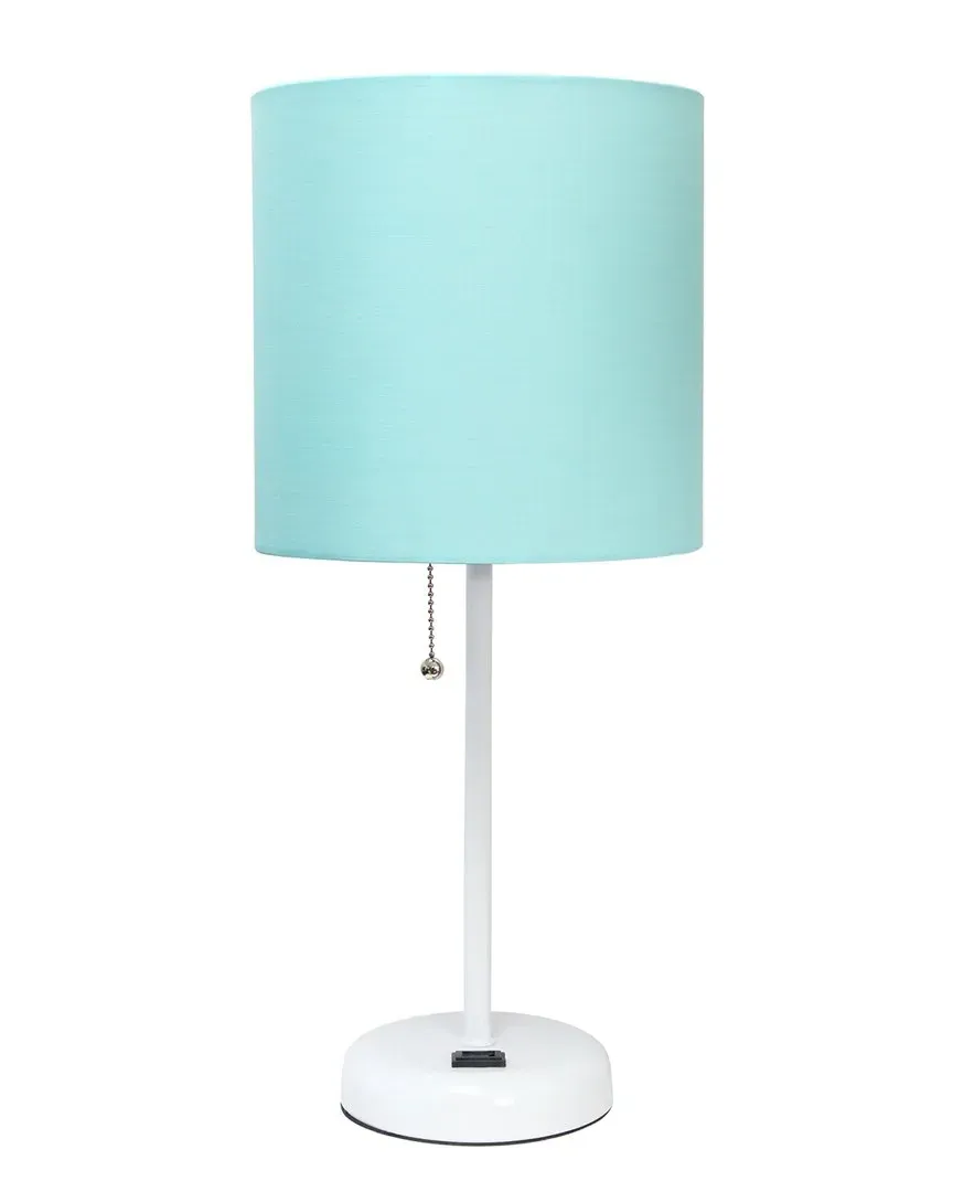 Oslo Table Lamp with Power Outlet - Silver, Metal image
