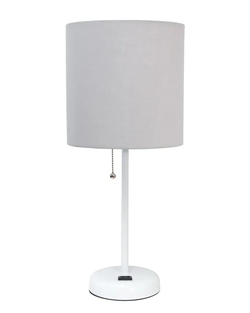 Oslo Table Lamp with Power Outlet - White, Metal
