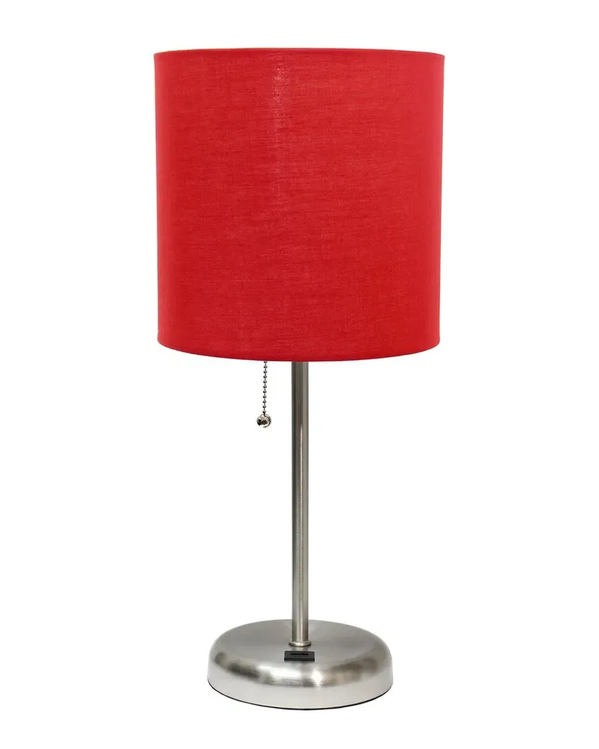 Oslo Table Lamp with USB Port - Silver, Metal