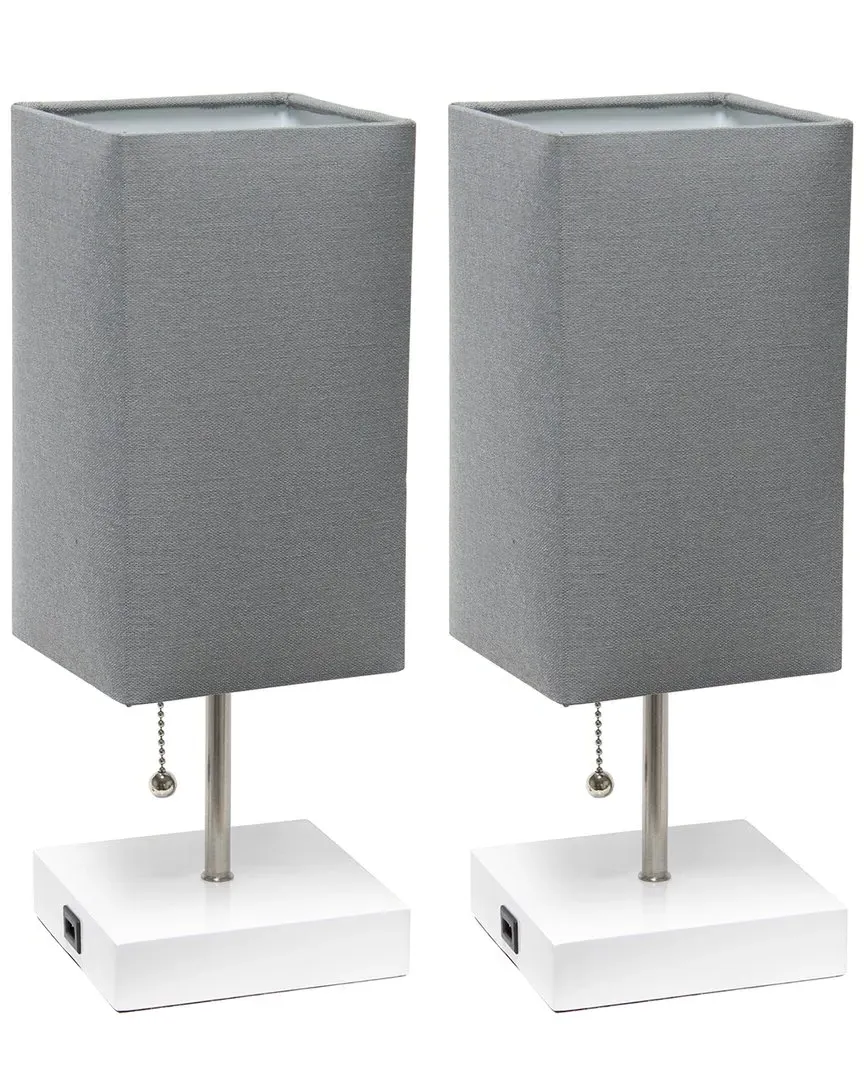 Petite Stick Lamp with USB Charging Port 2pk Set - Grey