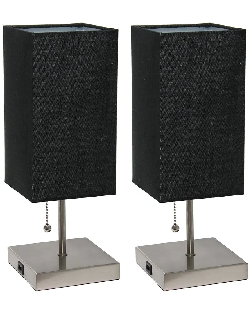 Petite Stick Table Lamp with USB Charging Port 2pk - Black image