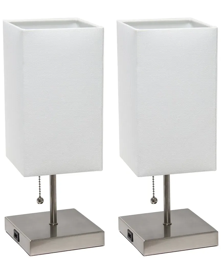 Petite Stick Table Lamp with USB Charging Port 2pk - White