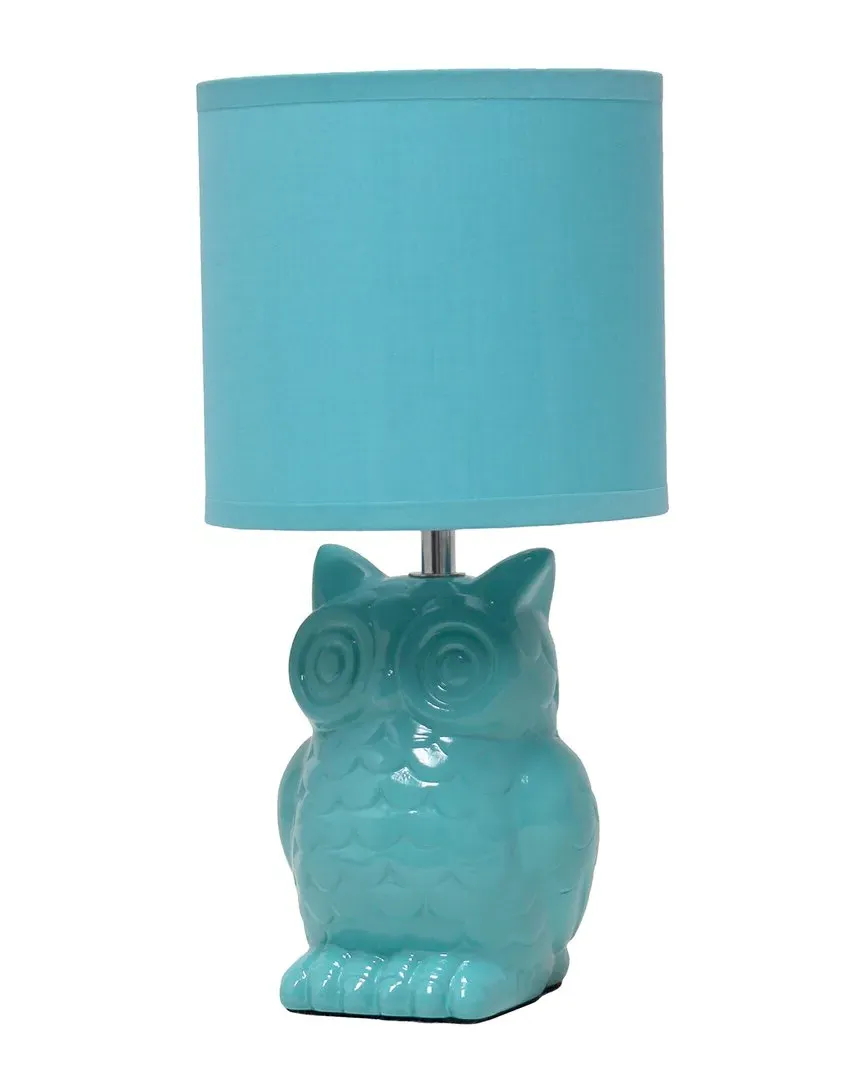 Simple Designs Owl Bedside Table Lamp - Blue, Ceramic image