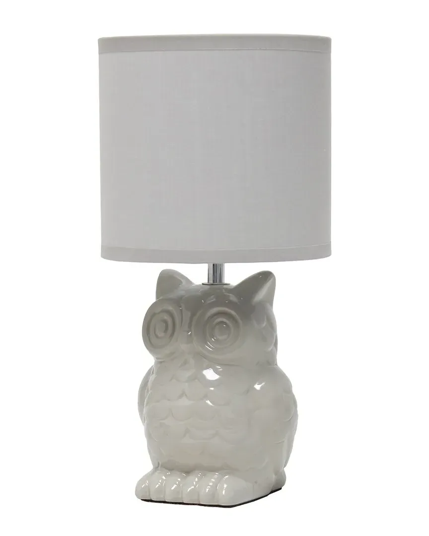 Simple Designs Owl Bedside Table Lamp - Grey, Ceramic