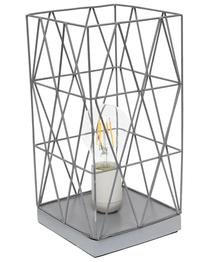Square Geometric Table Lamp - Gray, Metal image