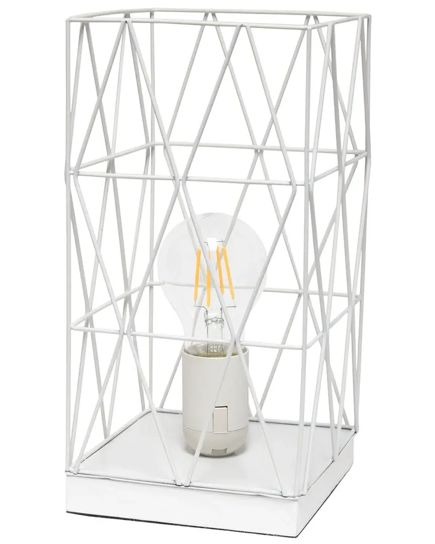 Square Geometric Table Lamp - White, Metal