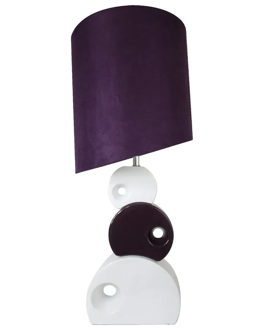 Stacked Circle Ceramic Table Lamp with Asymmetrical Shade - Purple image