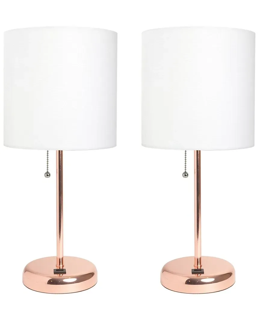 Stick Lamp 2pk Set with USB Charging Port - Rose Gold, Metal