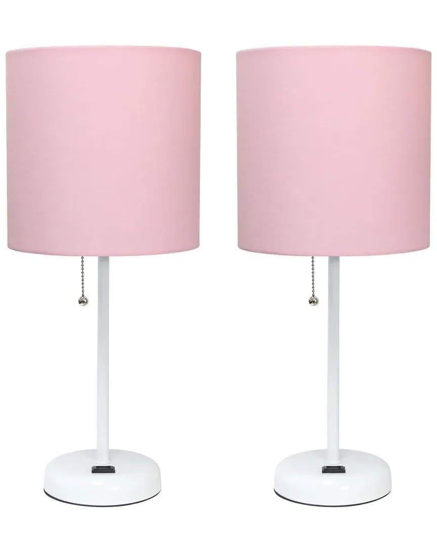 Stick Lamp with Charging Outlet 2pk Set - Pink
