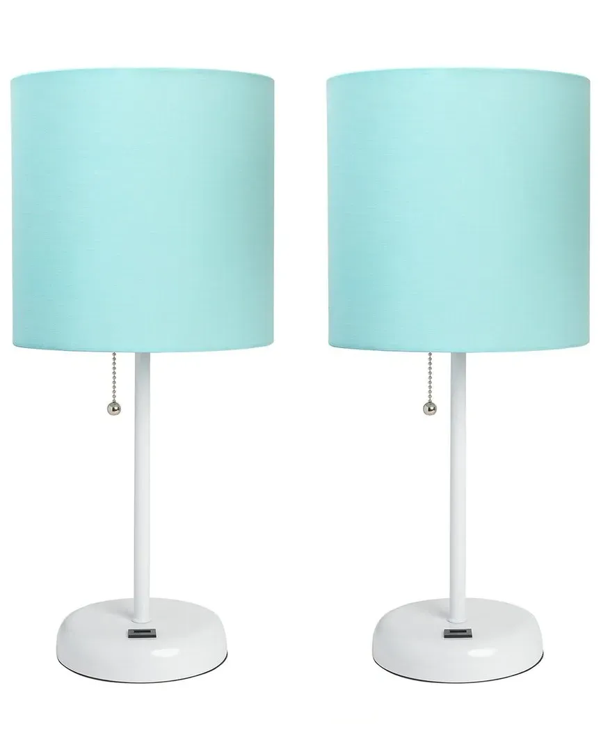 Stick Lamp with USB Charging Port 2pk Set - Aqua