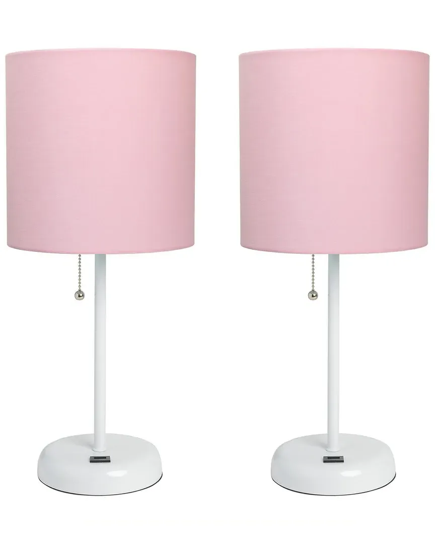 Stick Lamp with USB Charging Port 2pk Set - White