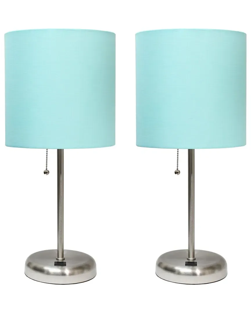 Stick Lamp with USB Charging Port - Aqua, Steel