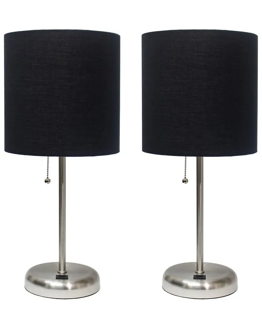 Stick Lamp with USB Charging Port - Black, Steel