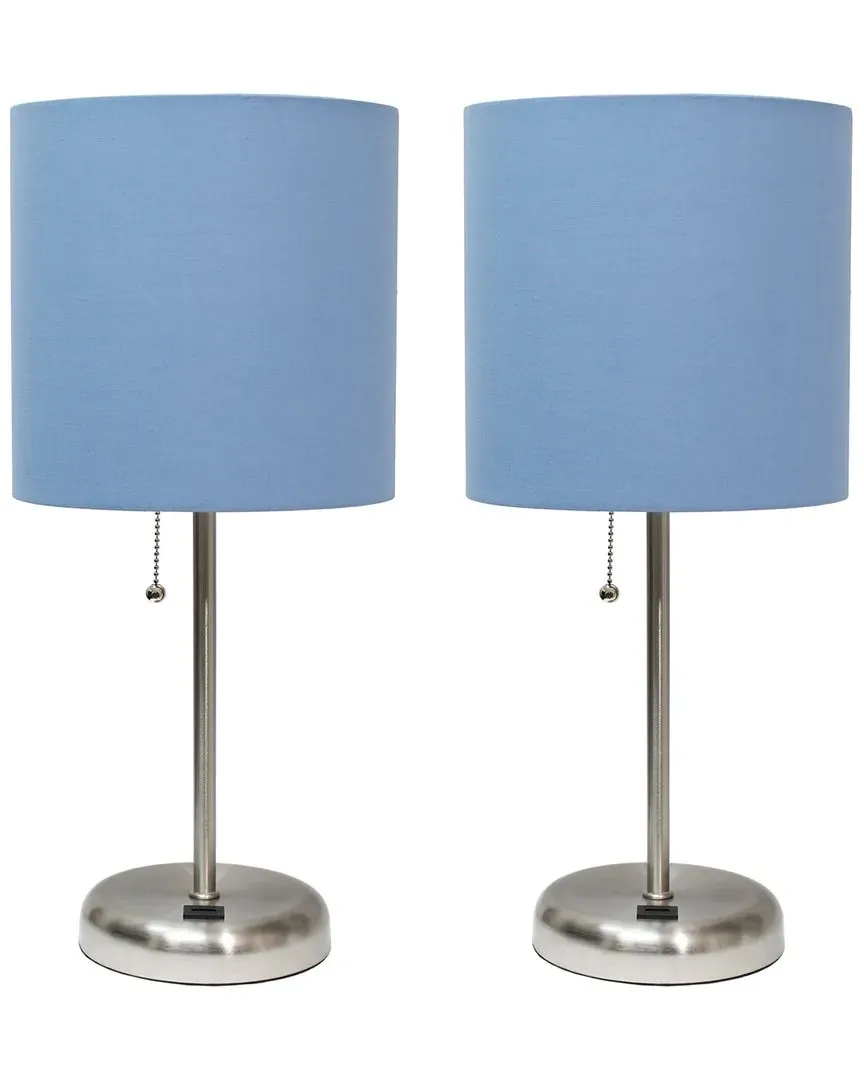 Stick Lamp with USB Charging Port - Blue, Steel