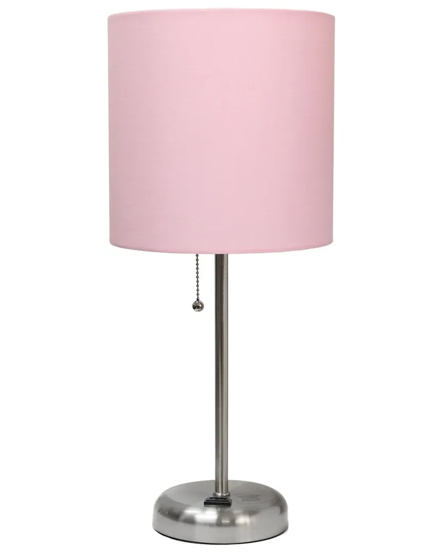 Stick Lamp with USB Charging Port - Light Pink, Steel