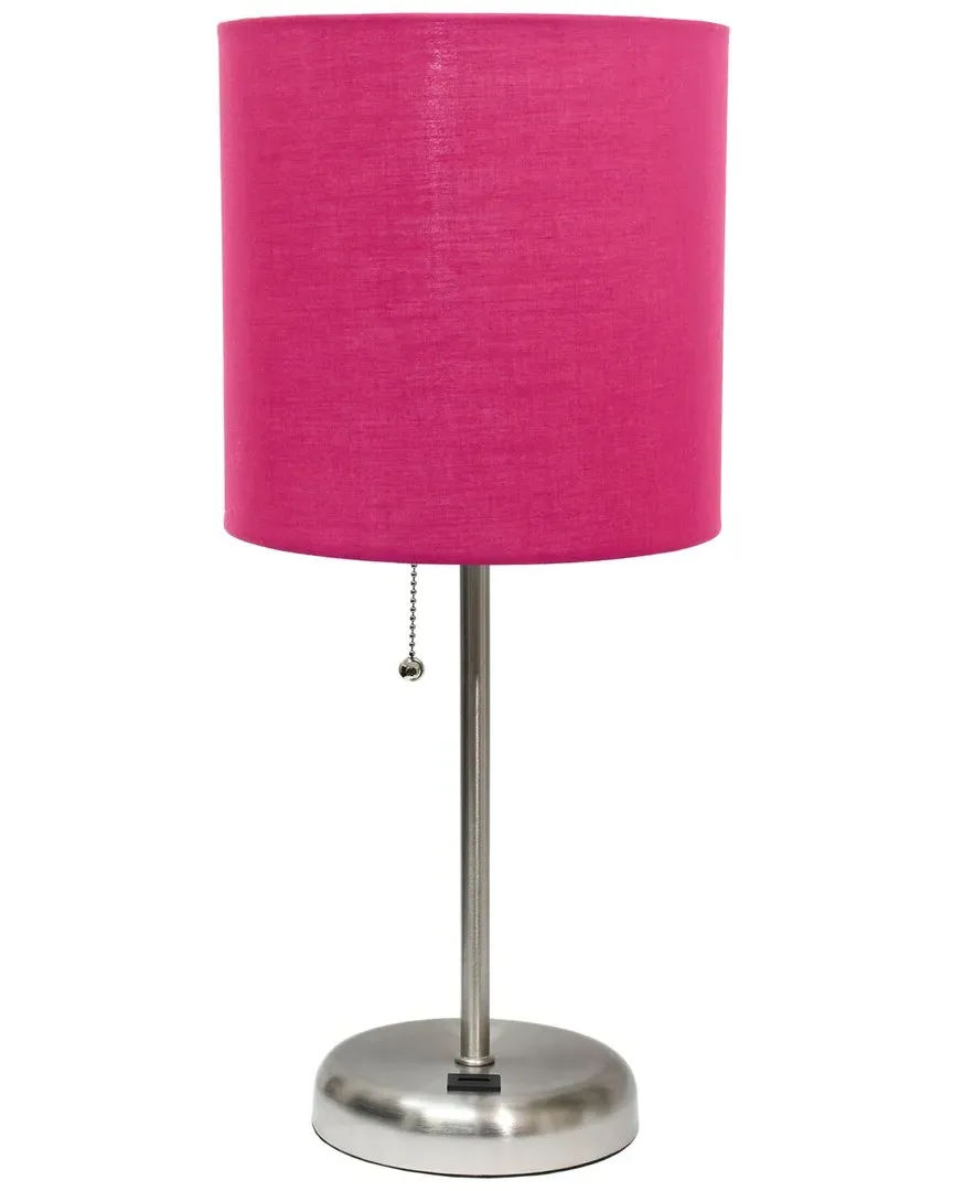 Stick Lamp with USB Charging Port - Pink, Steel