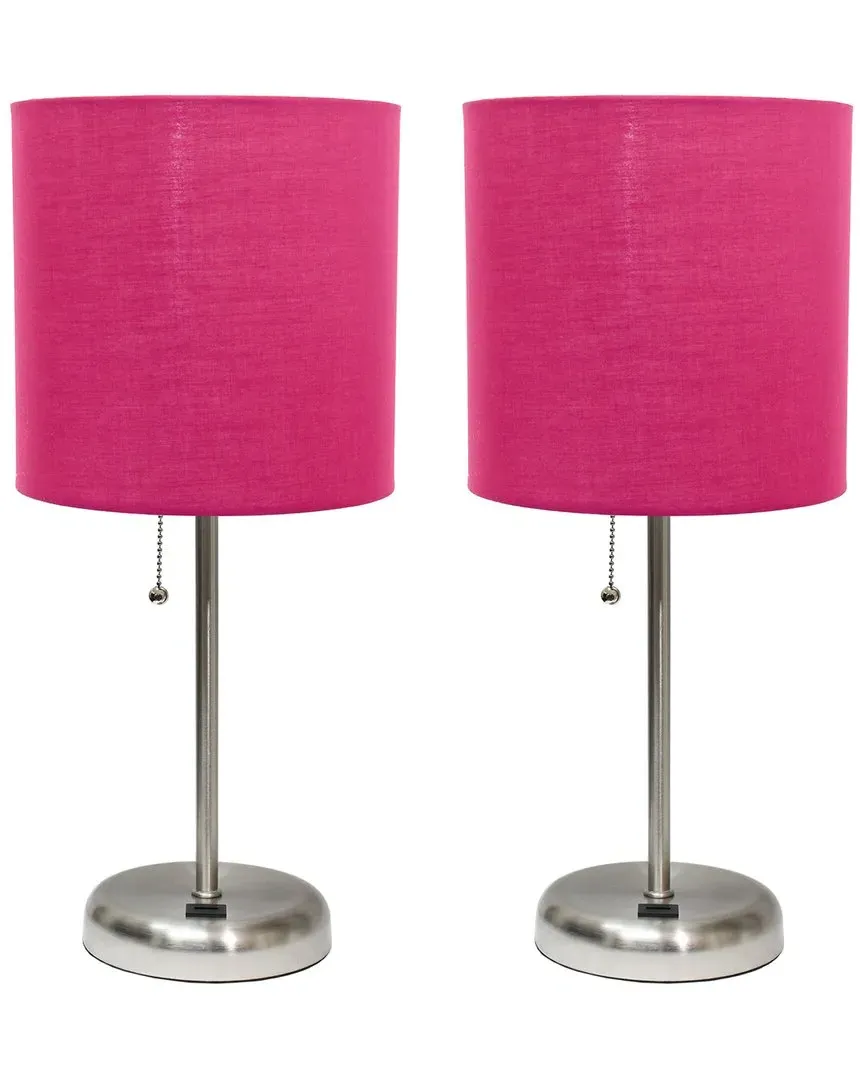 Stick Lamp with USB Charging Port - Pink, Steel